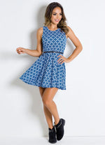 Load image into Gallery viewer, Godê Dress with Blue Print Cutouts
