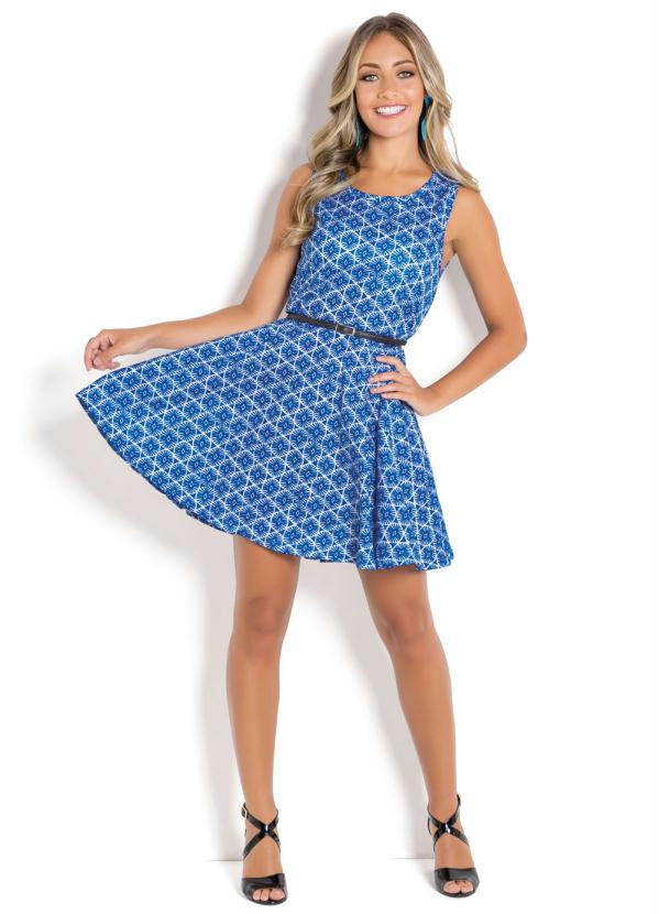 Godê Dress with Blue Print Cutouts