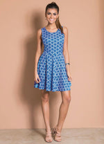 Load image into Gallery viewer, Godê Dress with Blue Print Cutouts
