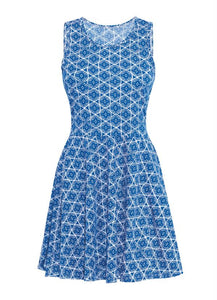 Godê Dress with Blue Print Cutouts