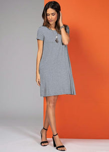 Mixed Dress With Pockets And Short Sleeves