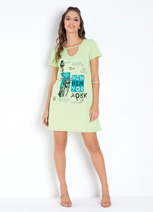 Green Dress With Front Print