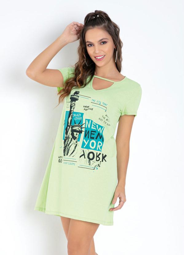 Green Dress With Front Print