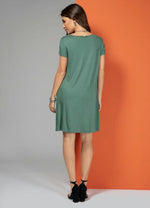 Load image into Gallery viewer, Green Dress With Pockets And Short Sleeves
