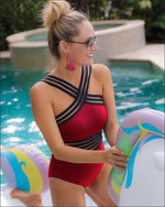 Load image into Gallery viewer, Sexy Black Striped One Piece Bikini
