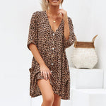 Load image into Gallery viewer, Women&#39;s Short Dress with Leopard Details
