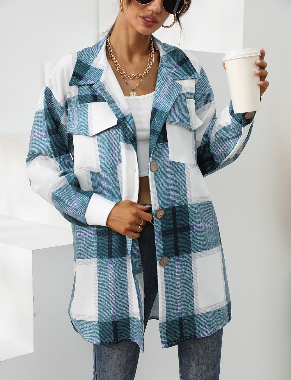 Long Women's Cardigan with Buttons