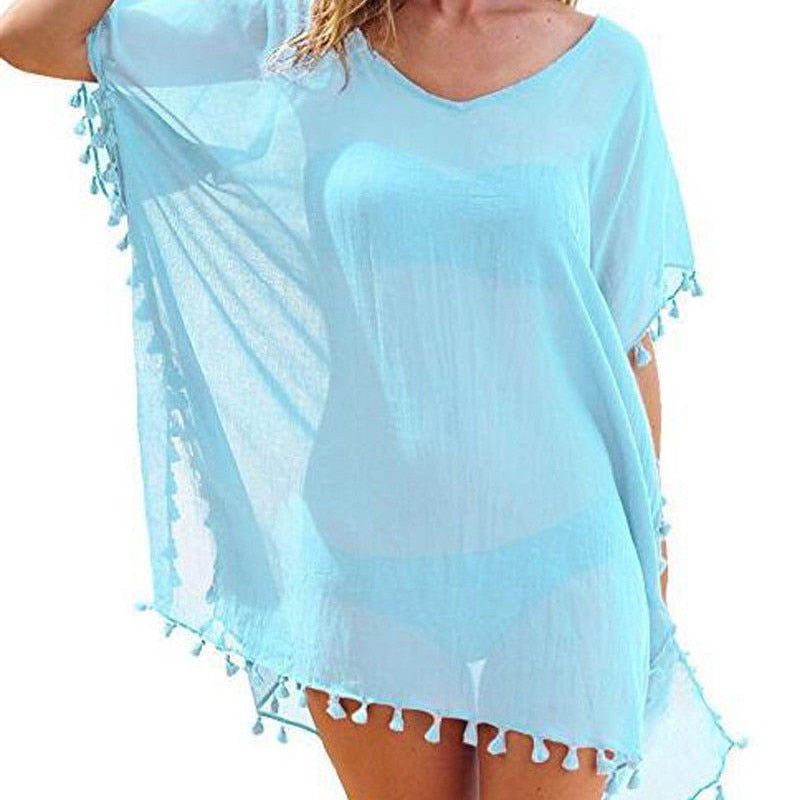 Chiffon Tassels Beach Wear Women Cover Up