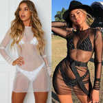 Load image into Gallery viewer, Sexy Bikini in Sheer Mesh Swimsuit Sarong Swimwear
