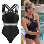 Load image into Gallery viewer, Sexy Black Striped One Piece Bikini
