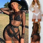 Load image into Gallery viewer, Sexy Bikini in Sheer Mesh Swimsuit Sarong Swimwear
