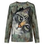 Load image into Gallery viewer, Blouses Tops Fashion O-neck Long Sleeve Funny Cute Cat 3D Print
