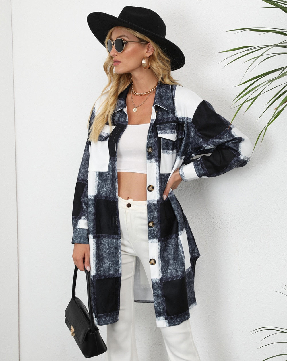 Long Women's Cardigan with Buttons