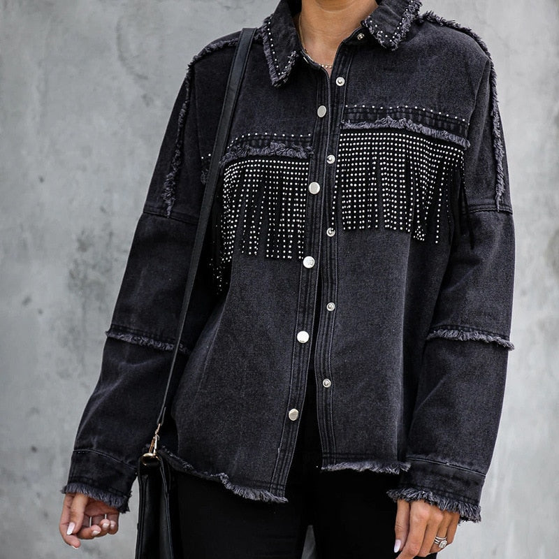 Jean Jacket Women Denim Jackets New Hole Loose
