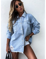 Load image into Gallery viewer, Jean Jacket Women Denim Jackets New Hole Loose
