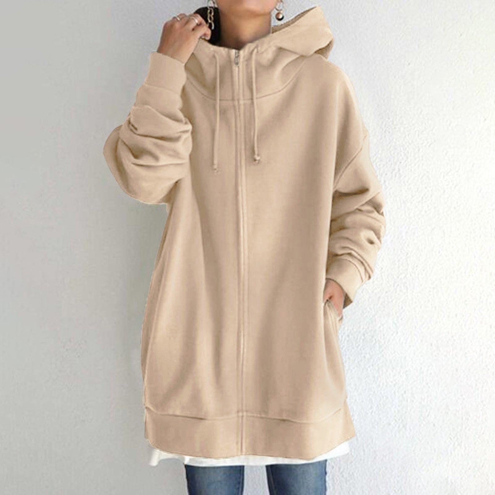 Women's Wool Jacket with Hood and Zipper