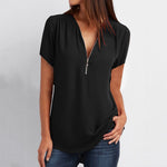 Load image into Gallery viewer, Fashion women&#39;s Blouse with Zipper v-neck Casual Shirts
