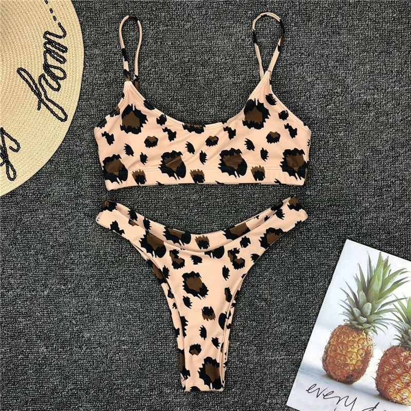 Sexy Leopard Printed Micro Bikini Set Women