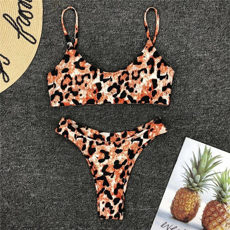 Sexy Leopard Printed Micro Bikini Set Women