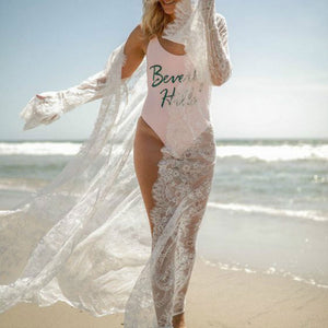 Boho White Crochet Knitted Cover Up Dress Tunic Long