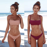 Load image into Gallery viewer, Summer Women Solid Bikini Set Push-up UnPadded Bra Swimsuit Swimwear
