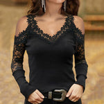 Load image into Gallery viewer, Fashion Off Shoulder Tunic Blouse Shirt Sexy Lace V-neck
