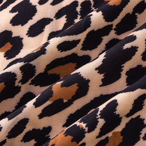 Women's Short Dress with Leopard Details