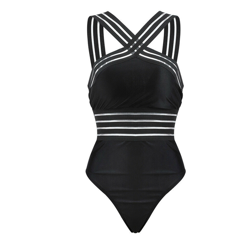 Sexy Black Striped One Piece Bikini