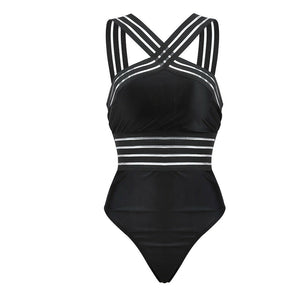Sexy Black Striped One Piece Bikini