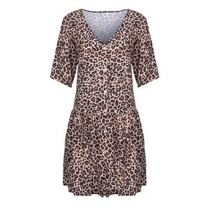 Women's Short Dress with Leopard Details