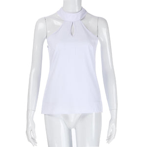 Summer Fashion Sexy Halter Hollow Blouse Casual Ladies Tank Vest Solid Tee