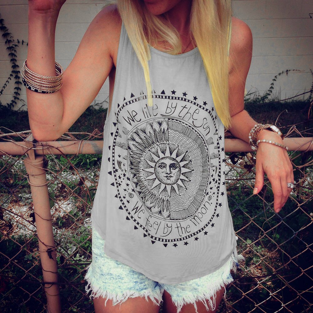 Summer Fashion Women Printed Boho  Daily Shirts Loose
