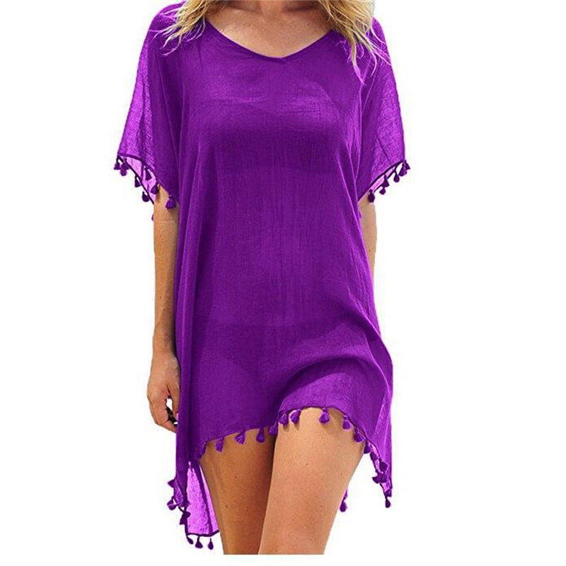 Chiffon Tassels Beach Wear Women Cover Up