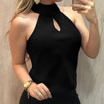 Load image into Gallery viewer, Summer Fashion Sexy Halter Hollow Blouse Casual Ladies Tank Vest Solid Tee
