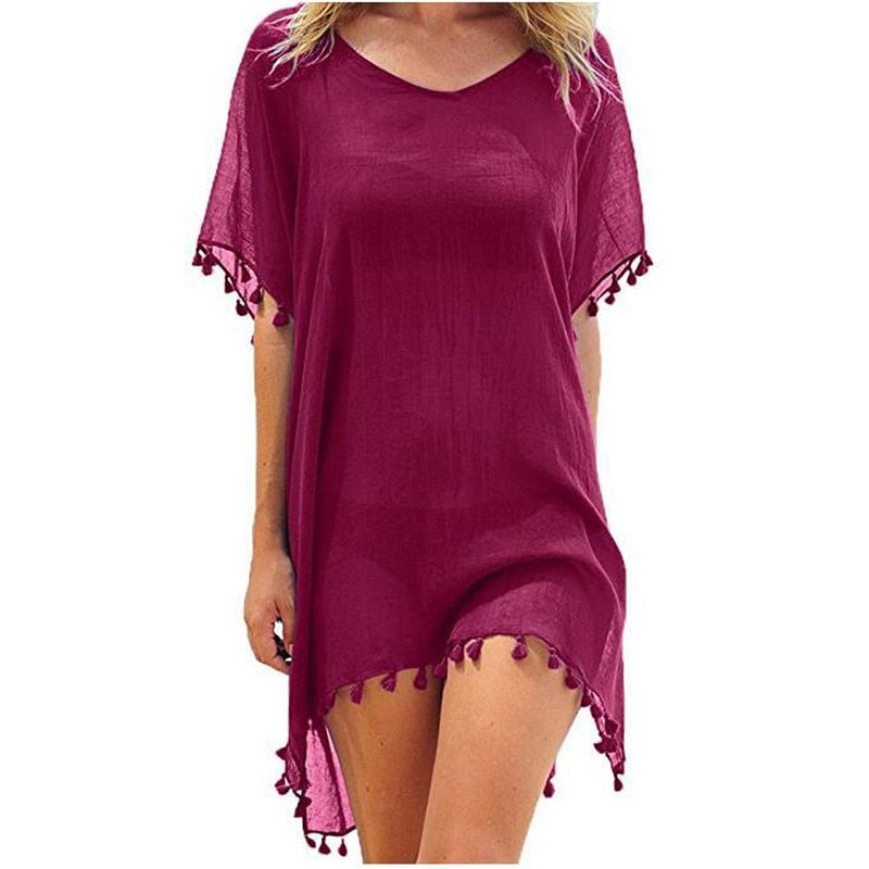 Chiffon Tassels Beach Wear Women Cover Up