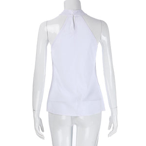 Summer Fashion Sexy Halter Hollow Blouse Casual Ladies Tank Vest Solid Tee