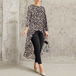 Load image into Gallery viewer, Oversized  Fashion High Low Leopard Blouse Shirt Loose Tops Casual
