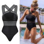 Load image into Gallery viewer, Sexy Black Striped One Piece Bikini
