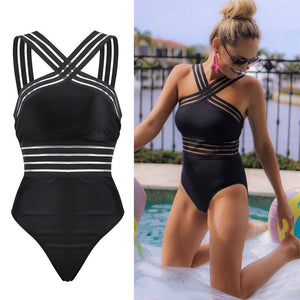 Sexy Black Striped One Piece Bikini