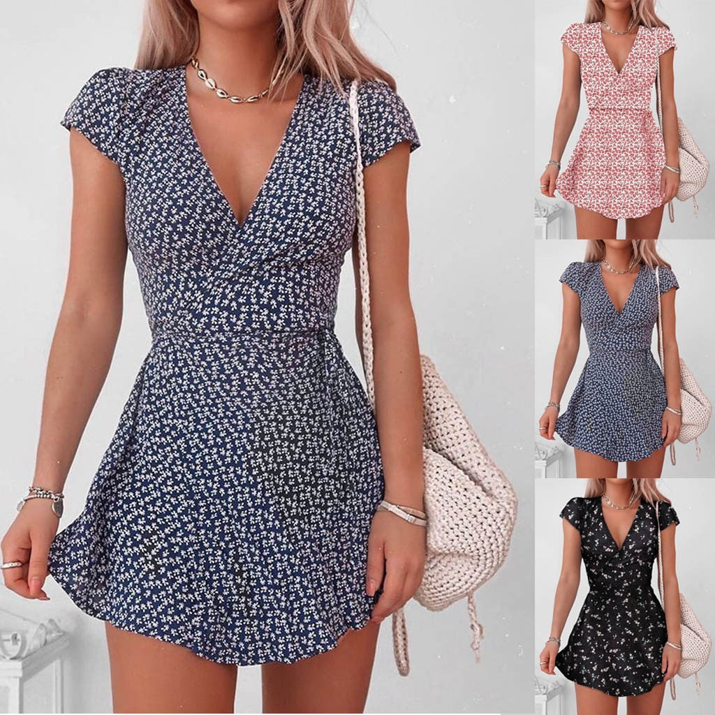 Women's v-neck floral print dress