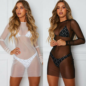 Sexy Bikini in Sheer Mesh Swimsuit Sarong Swimwear