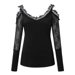 Load image into Gallery viewer, Fashion Off Shoulder Tunic Blouse Shirt Sexy Lace V-neck
