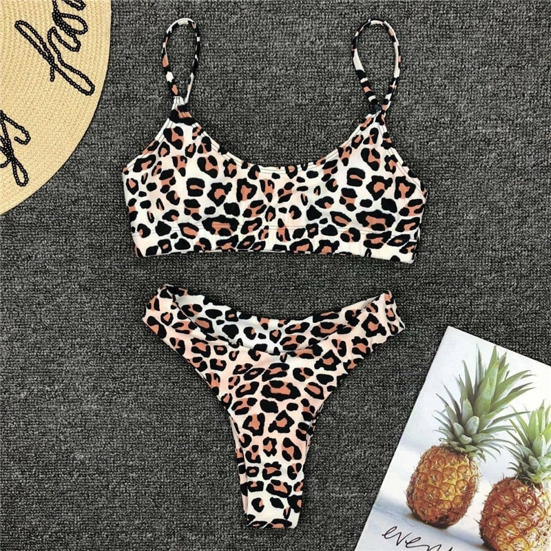 Sexy Leopard Printed Micro Bikini Set Women