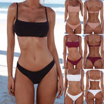 Load image into Gallery viewer, Summer Women Solid Bikini Set Push-up UnPadded Bra Swimsuit Swimwear
