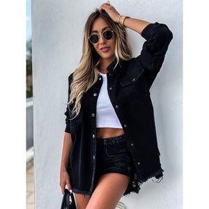 Jean Jacket Women Denim Jackets New Hole Loose