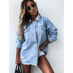 Load image into Gallery viewer, Jean Jacket Women Denim Jackets New Hole Loose
