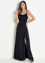 Load image into Gallery viewer, Long Dress With Black Slit
