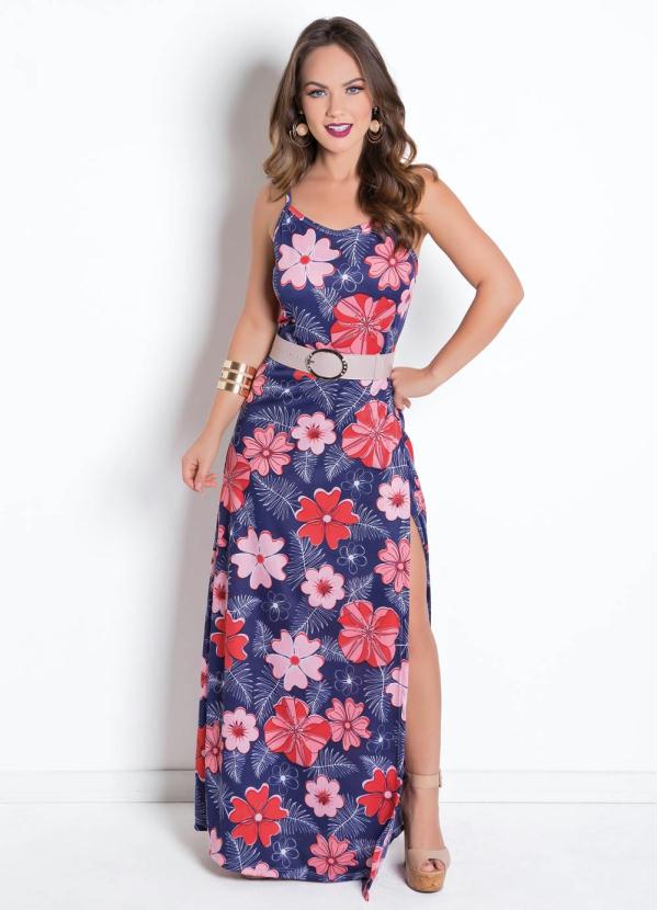 Long Strapless Dress With Floral Slit