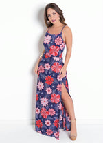 Load image into Gallery viewer, Long Strapless Dress With Floral Slit
