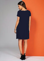 Load image into Gallery viewer, Navy Dress With Pockets And Short Sleeves
